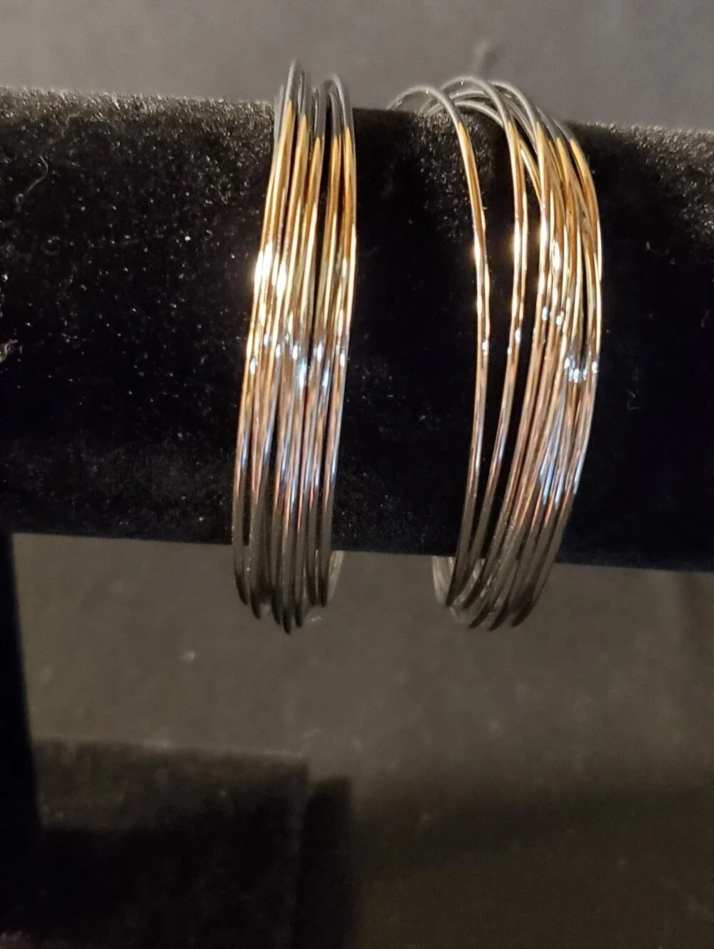 Sexy Set of 2 Silver Tone Multi-Strand Statement Cuff Bracelets
